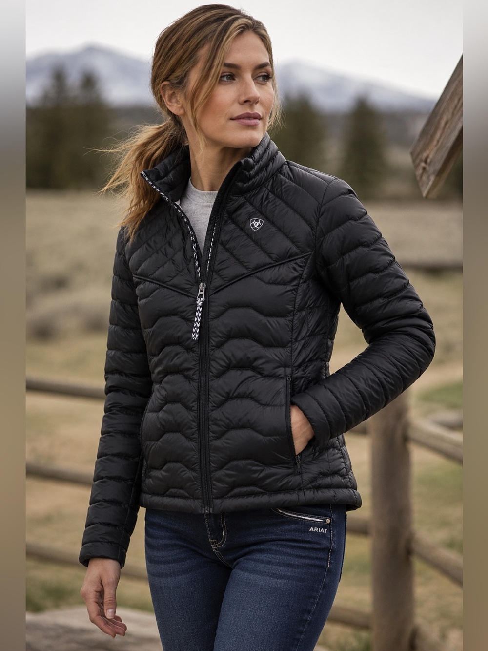 $139 Ariat Ideal Down Jacket Womens Small Black 700 Fill Puffer AriatTEK Excelle